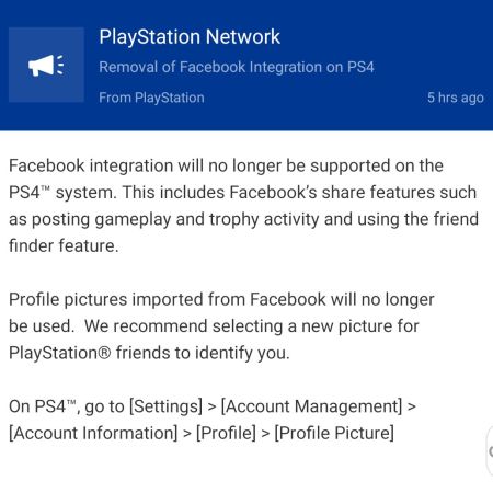 PS4 Facebook
