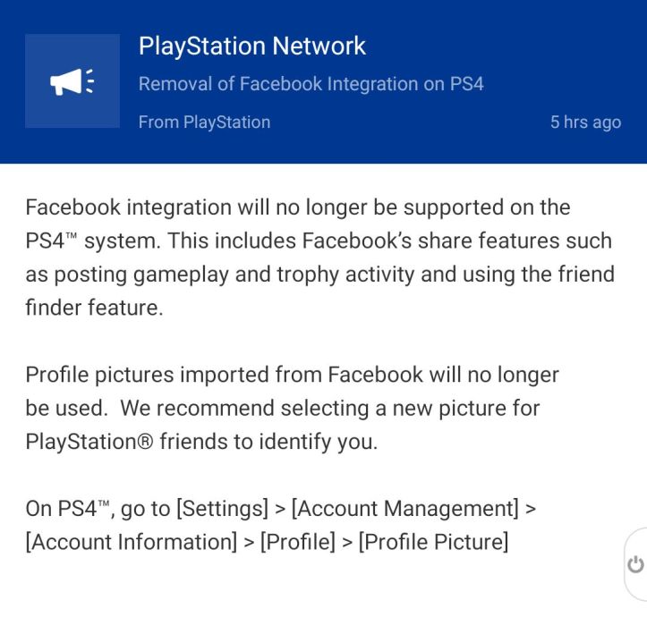 PS4 Facebook