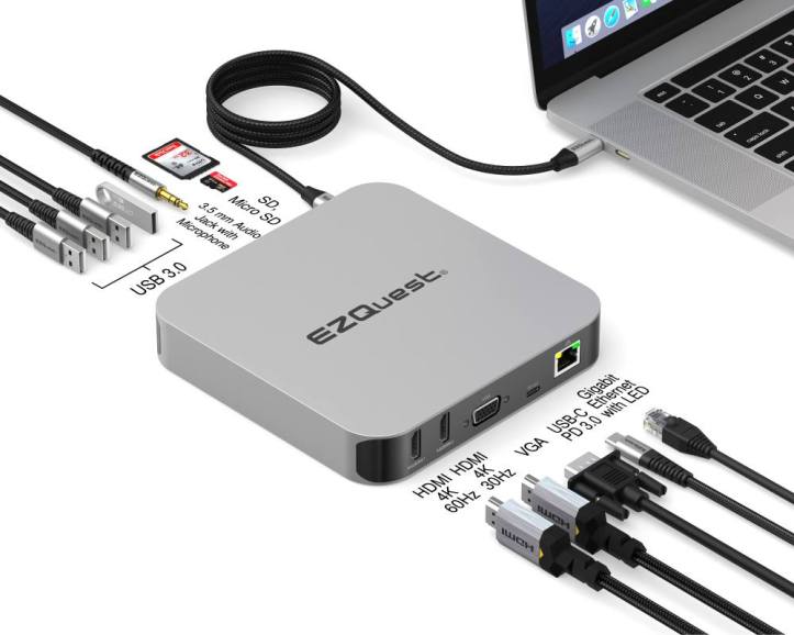 EZQuest Ultimate Plus Dual HDMI USB-C Hub Adapter