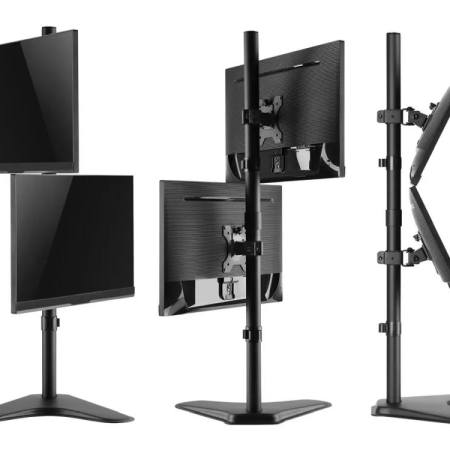 Monoprice Dual Monitor Articulating Free Standing Vertical Desk Mount Bracket Stand V2